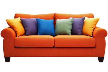 Fototapeta premium Vibrant and Cozy Living Room Sofa with Colorful Throw Pillows