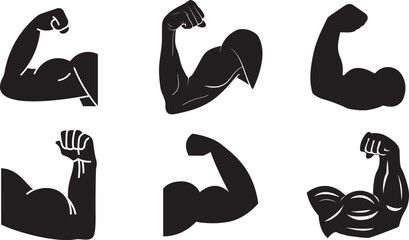 Strong arm biceps icon vector set illustration. Arm biceps silhouette art