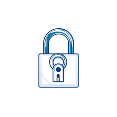 Minimal line art style lock, isolated on a white background. cutout png