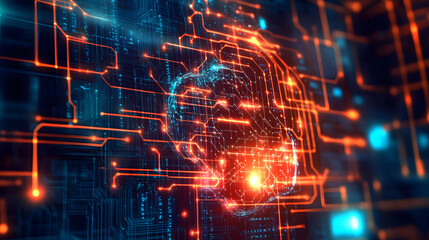 Obraz premium Glowing Abstract Machine Learning Concept Visualization