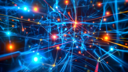 Obraz premium Abstract Machine Learning Concept with Glowing Lights