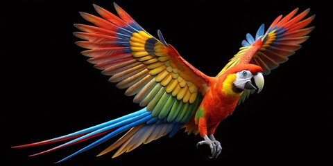 Fototapeta premium Colorful Parrot Dance Animation in 3D Render with Alpha Channel for Dynamic Visuals
