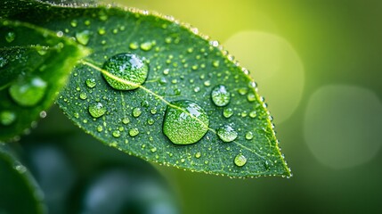 2410_104.glistening water bead, verdant leaf surface, ultra-sharp focus, blurred green backdrop, minimalist nature composition, hydration concept, plant cell structure visible