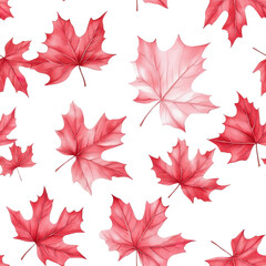 Fototapeta premium Watercolor style seamless maple leaves pattern, isolated on white background. cutout png