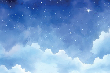 Starry night sky watercolor painting