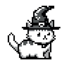 Fototapeta premium Pixel art witch cat magic