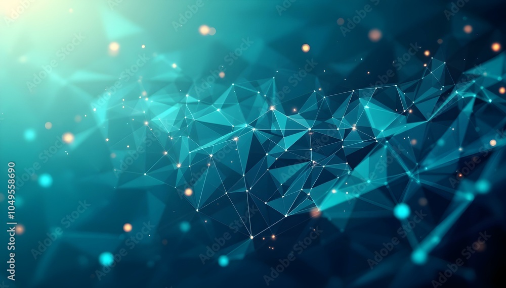 Leinwandbilder abstract background, fractal polygon background turquoise and white. abstract background with geomet