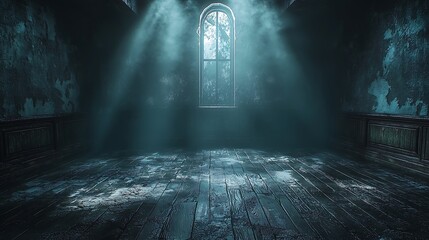 Obraz premium Black Room with Subtle Textures and Soft Light Through Window. Generative AI 窓からの柔らかな光が映る微妙なテクスチャの黒い部屋。