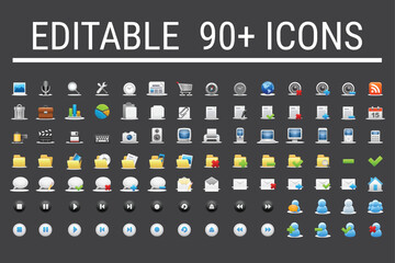 File folder icon set collection.