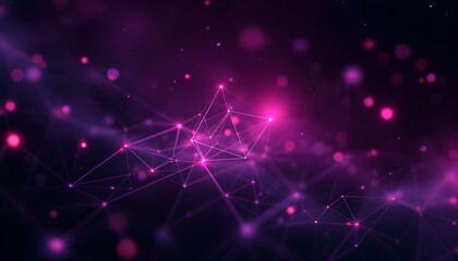 Obraz premium Abstract purple background with connecting dots and lines. Structure and communication. Abstract science geometrical network background. Technological background.