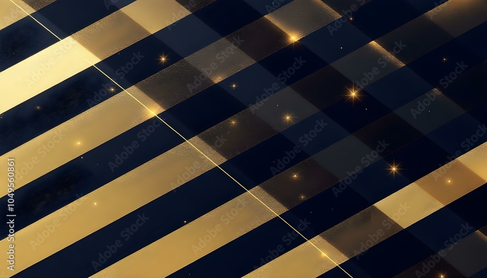 Poster Abstract template blue geometric diagonal background with golden line. Luxury style. Diagonal lines are in blue and dark shades and dynamic abstract pattern. Modern minimalist design. Blue background