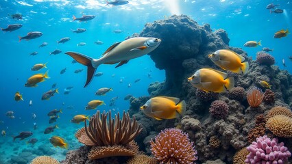 Fototapeta premium Light and shadow of the underwater world