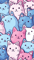 Colorful cartoon cats pattern