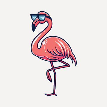 Cool flamingo wearing stylish sunglasses