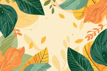 Colorful autumn leaves frame background