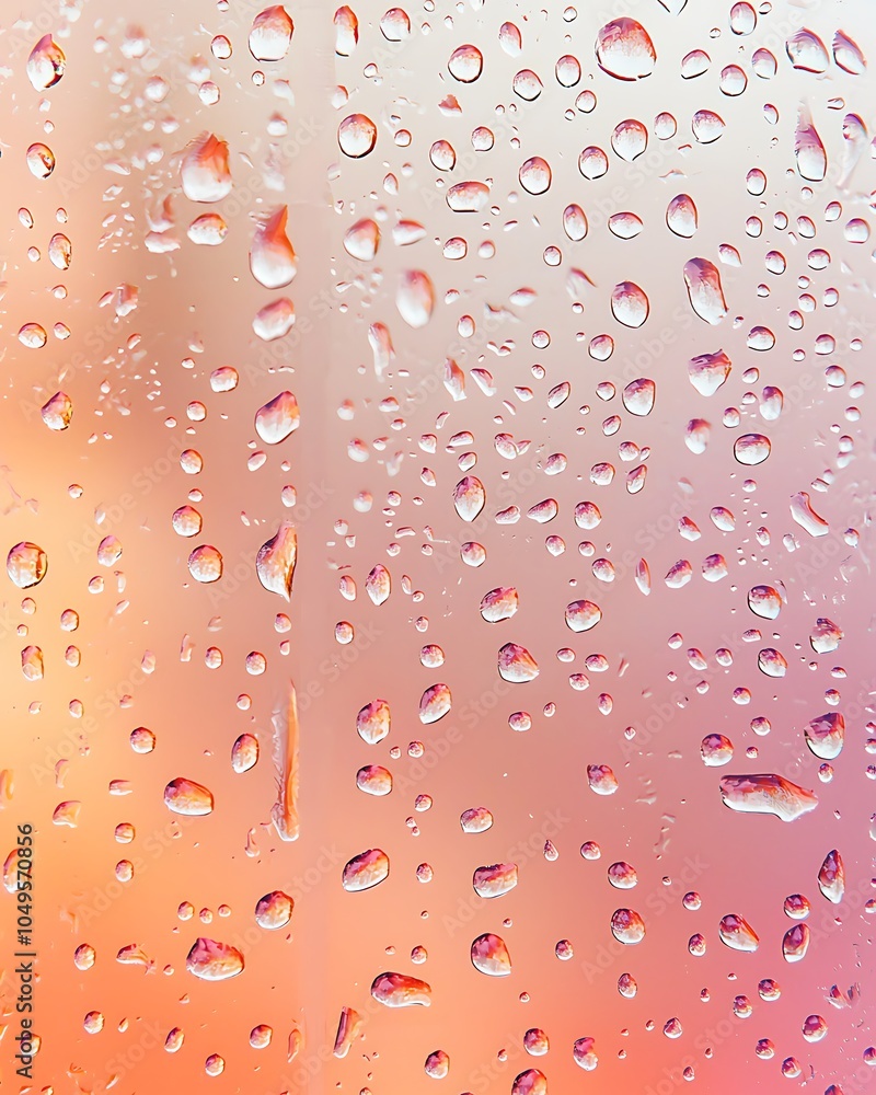 Poster a close-up of water droplets on a frosted surface, creating a soft, blurred background in warm color