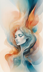 Fototapeta premium Abstract illustration showing inner strength as bold, structured forms surrounded by delicate, translucent layers, symbolizing vulnerability.
