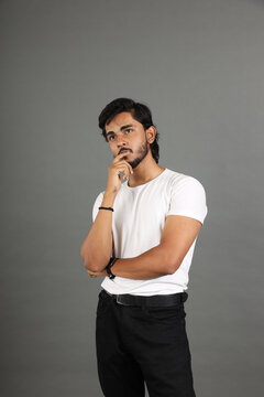 Portrait of man in white t shirt