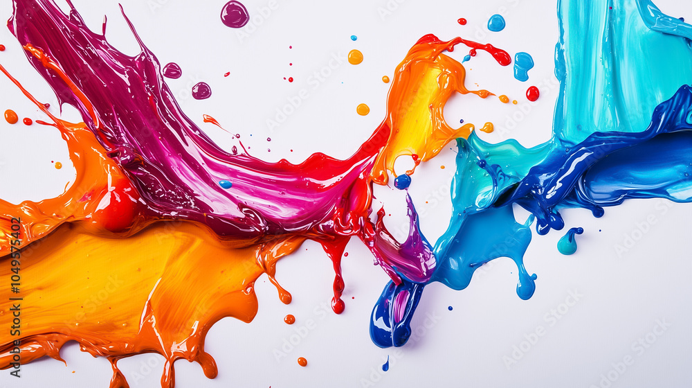 Aufkleber bright paint splashes blend together on a white canvas, showcasing a dynamic swirl of colors in an a