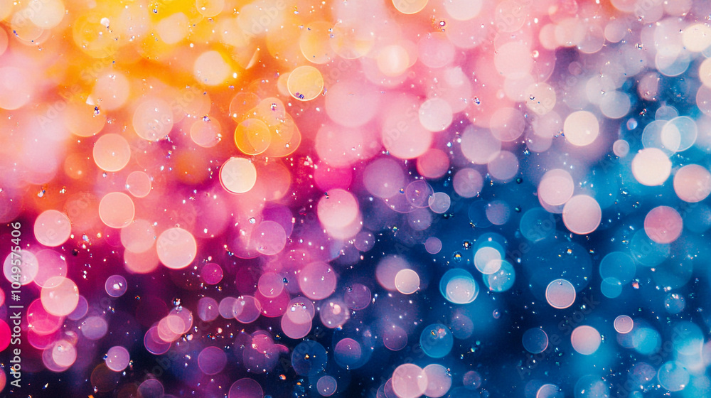 Poster colorful bokeh lights create a lively atmosphere in a vibrant setting during the evening