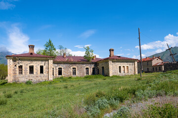 View of the old commandant's house in the Akhty fortress on a sunny May day. Akhty. Republic of...