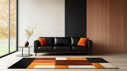 Transform your space embrace ultramodern aesthetics with a sleek black leather sofa in your living room