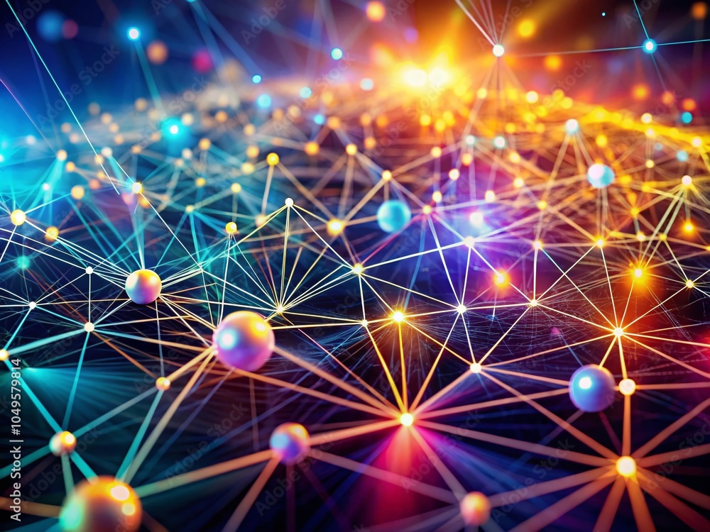 Poster abstract digital network background, technology concept with high depth of field for innovation and 