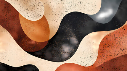 Obraz premium Abstract organic shapes in earthy tones, minimalist modern background with speckled texture. Stippling. Illustration