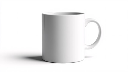 Fototapeta premium blank white coffee mug with handle isolated on white background 3d rendering mockup