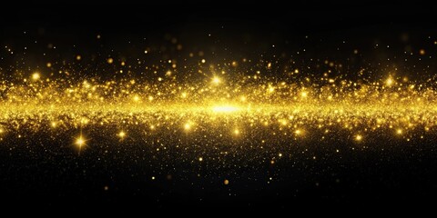 Naklejka premium Fantastic yellow glitter light effect on a black background extreme close-up