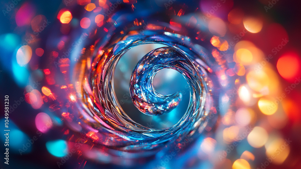 Poster colorful spiral of lights creates a mesmerizing abstract pattern in a dynamic display