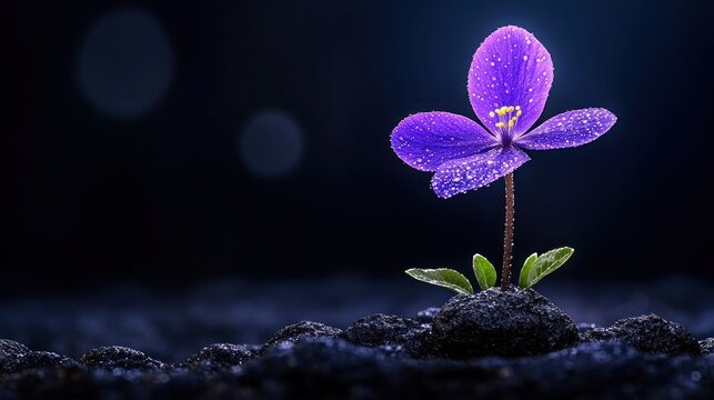 Rocky Bloom: A Beautiful Flower Thriving Against the Odds on Jagged Terrain