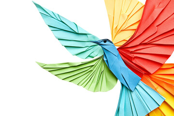 Obraz premium Vibrant Origami Hummingbird Spreading Its Colorful Wings