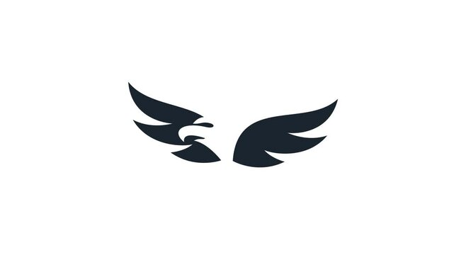 Eagle head in on white background. Eagle head logo animation