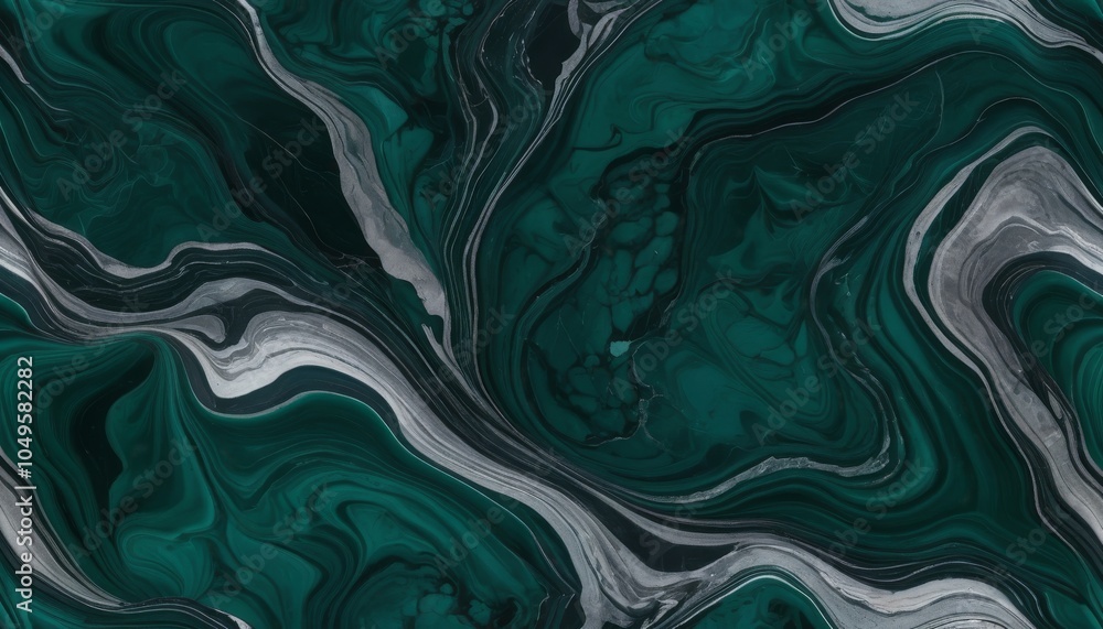 Poster elegant dark green and gray marble texture with fluid patterns for sophisticated design