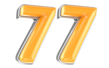 Number 3D Render Yellow