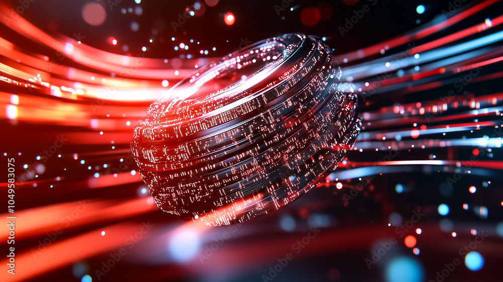 Poster this artwork features vibrant data flows with colorful streams and swirling patterns showing digital