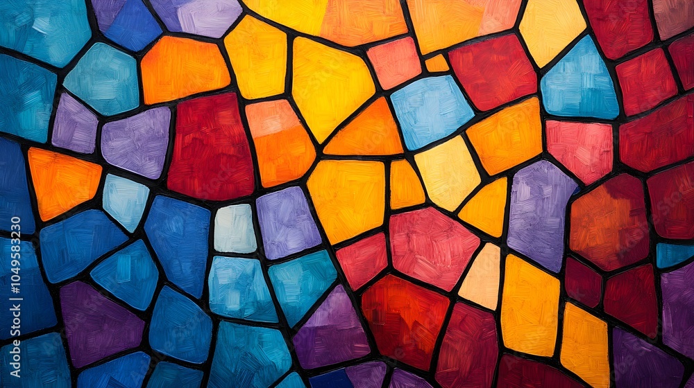 Poster abstract colorful mosaic pattern with geometric shapes modern art background