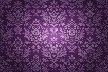 Dark plum wallpaper with intricate floral patterns featuring lavender and lilac hues in a repetitive border design, wall decor, classic pattern, floral, elegant design