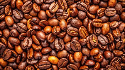 Fototapeta premium High Dynamic Range Coffee Beans Scattered on Background for Food Photography
