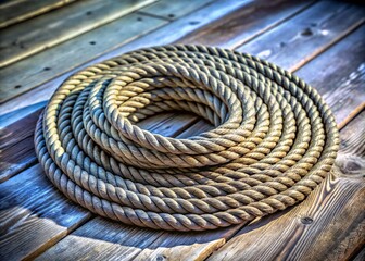 Obraz premium High Dynamic Range Image of a Coiled Rope Roll with Textured Details and Natural Light Effects