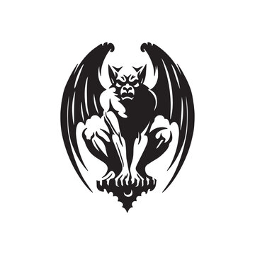 silhouette of ancient medieval demon gargoyle