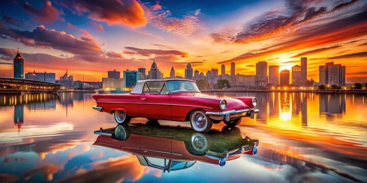 Amphicar Sunset Reflections - Urban Exploration Photography for Enthusiasts and Nature Lovers