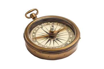 A vintage brass compass with intricate details, resting on a black background, symbolizing direction and exploration.