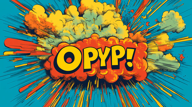 Comic book style oops explosion on blue background. Pop Art Comic. Illustration