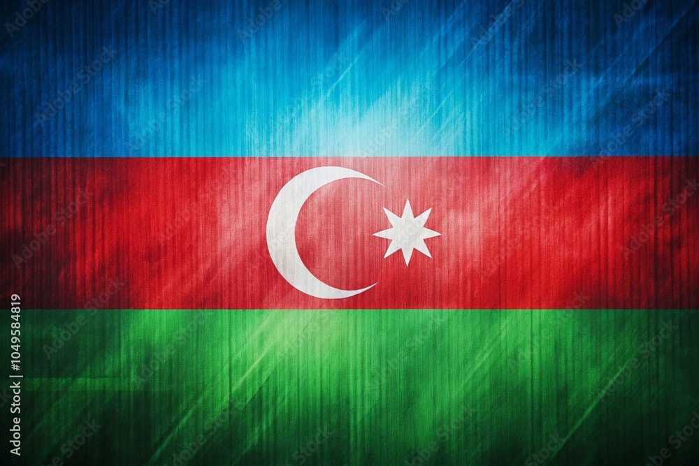 Poster azerbaijan flag banner in neomorphism style for mobile app header design