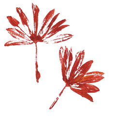 Real tree and grass leaves paint prints. Perfect for autumn, fall decoration, children's creativity, visual aid. Hand drawn botanical imprints. Grunge texture, old paint, rough brush. 