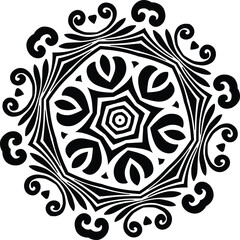 Simple Flower Mandala Art Circular Pattern in Form of Mandala With Flower for Henna, Mehndi, Tattoo, Decoration Decorative Ornament in Ethnic Oriental Style.