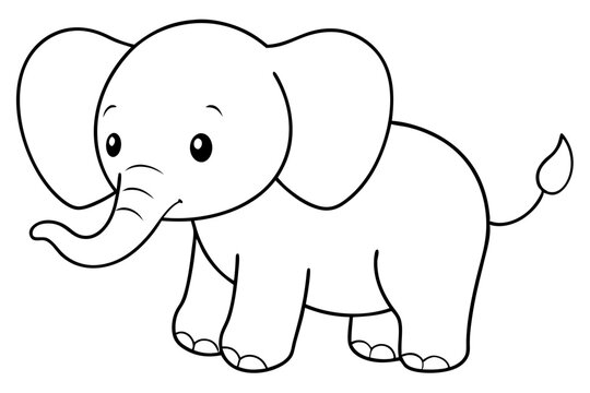recommend clip art: Baby elephant coloring page | isolated vector silhouette illustration on white background
