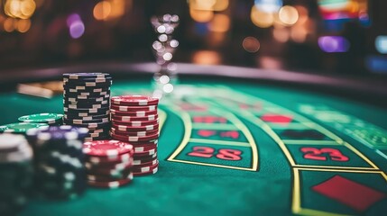 Elegant Poker Table Setup for High Stakes Game